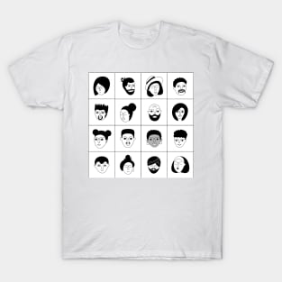 Seamless pattern with man and woman faces T-Shirt